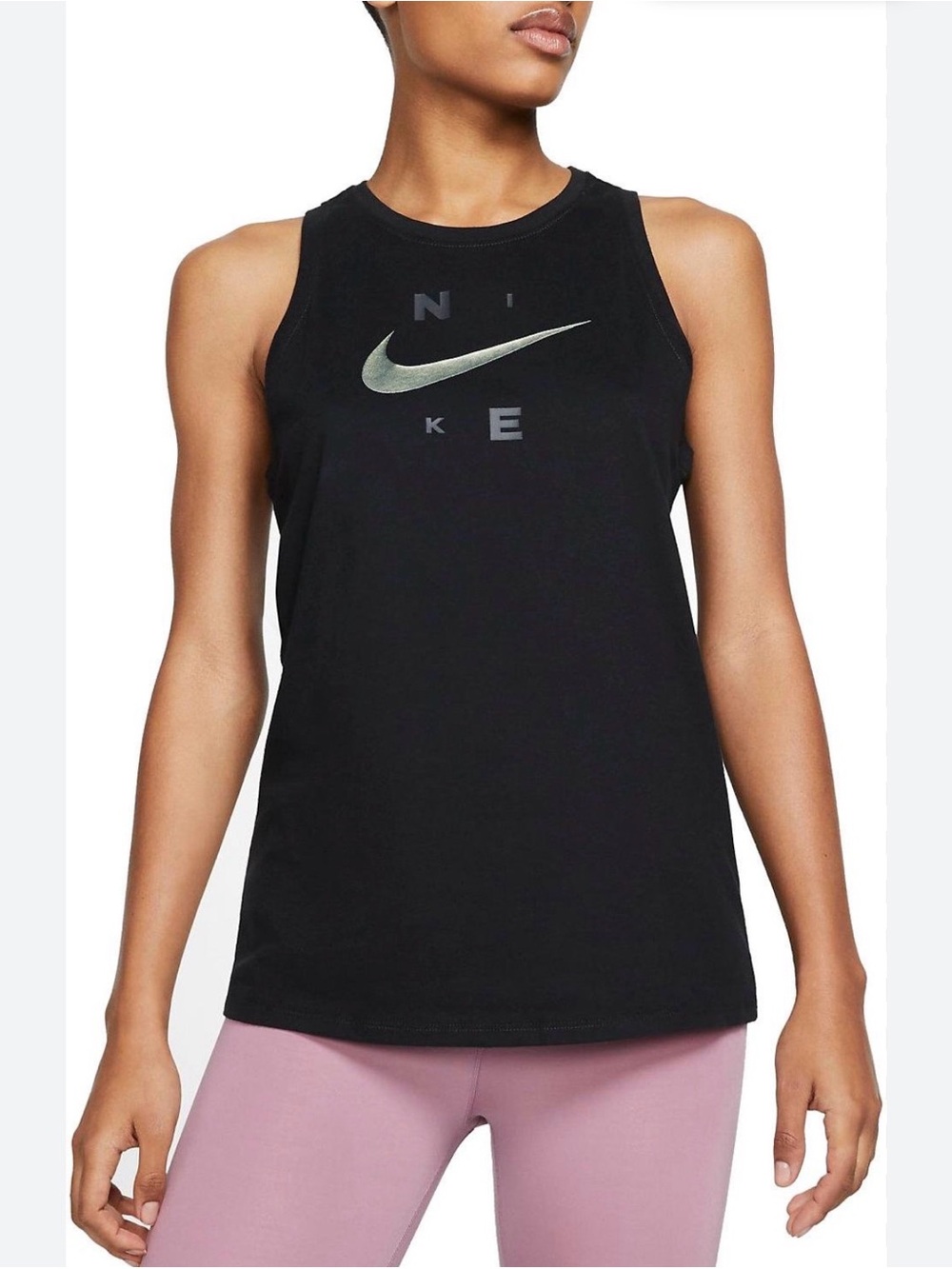 Nike Women's Black Swoosh Muscle Tank Running Workout Size 2X Dri-Fit